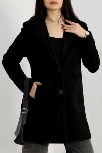 Women’s Burgundy Lined Wool-Look Coat – 85cm Mid-Length
