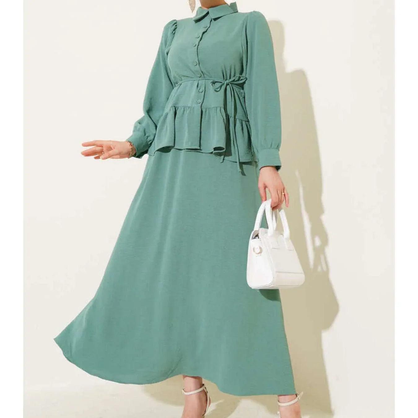 VOLT CLOTHING طقم قطعتين بأزرار سحاب وحافة منتفخة - alotasawkli