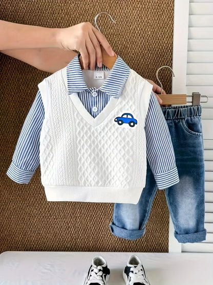 TEMU-2pcs Baby Boy Denim Jeans Set - alotasawkli