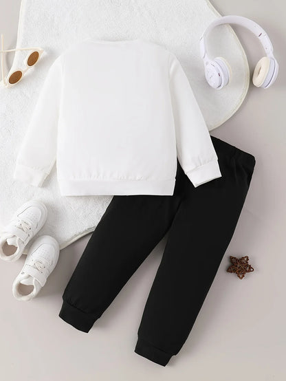 Spring/Autumn Baby Girl Round Neck Leopard Print Bow Long Sleeve Top and Pants Casual Two-Piece Set, Perfect for Outdoor - alotasawkli