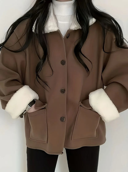 TEMU-Autumn-Winter Fashion Flap Collar Loose - alotasawkli