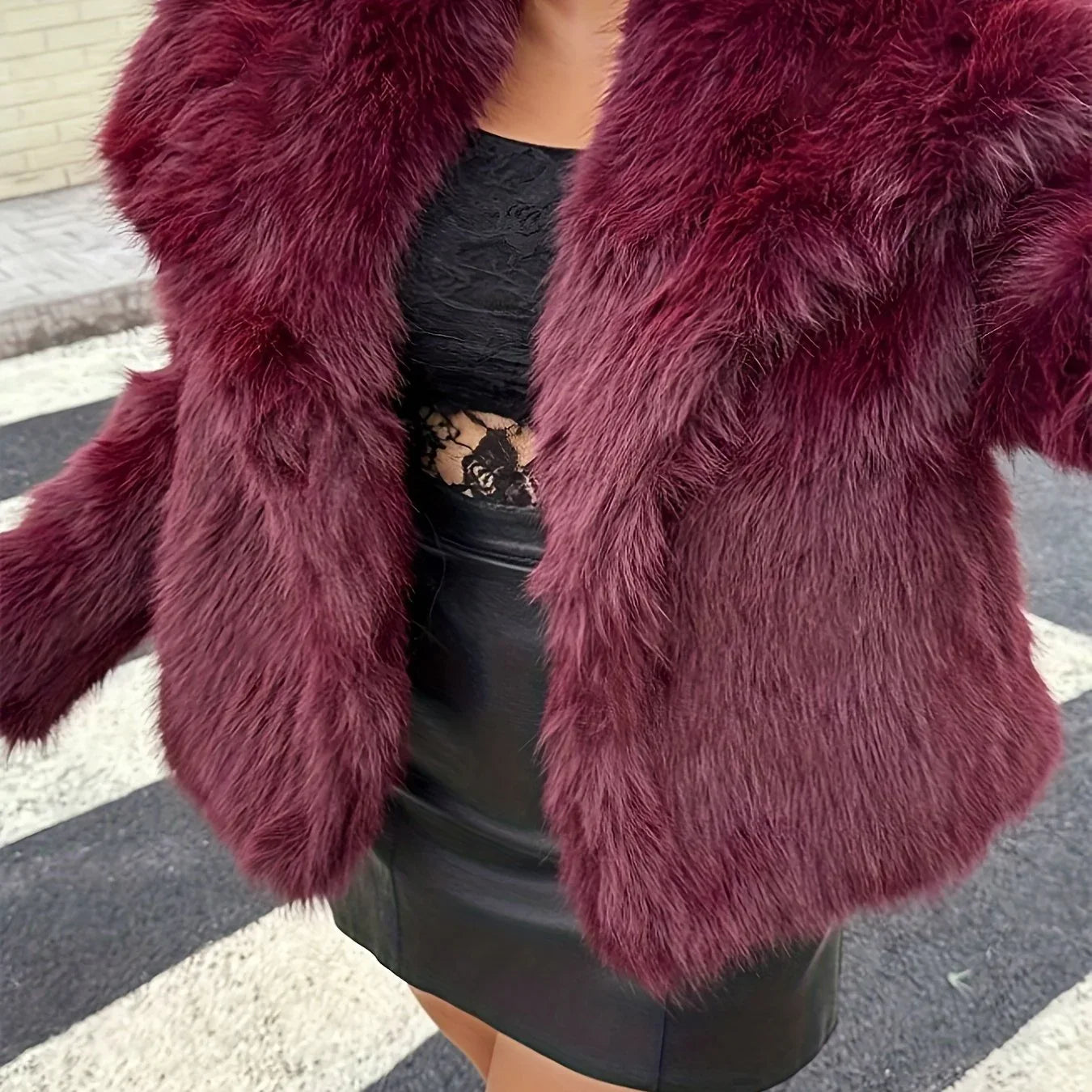 TEMU-Women'S Elegant Faux Fur Coat - alotasawkli