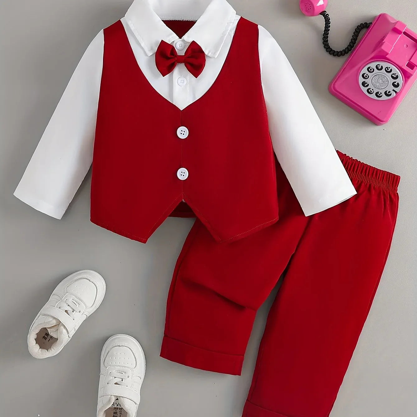 TEMU-Gentleman Bow Tie Outfit for Boys , 2pcs Set - alotasawkli
