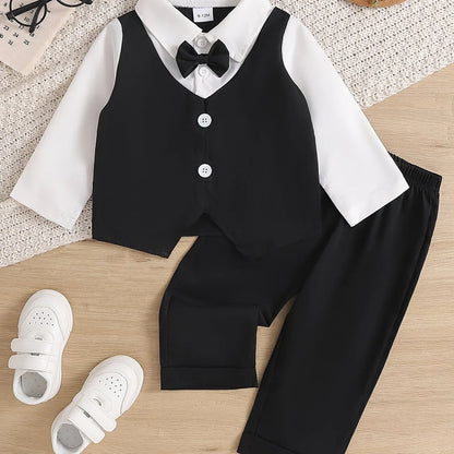 TEMU-Gentleman Bow Tie Outfit for Boys , 2pcs Set - alotasawkli