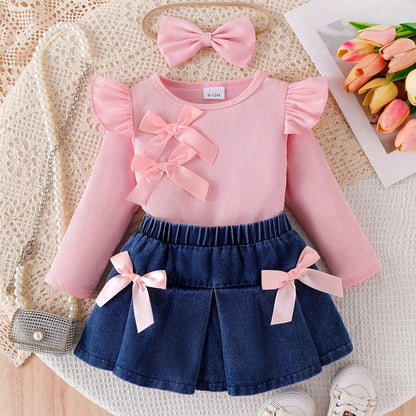 TEMU-3pcs ' Doll Outfit Set with Pink Ruffled Sleeve Blouse - alotasawkli