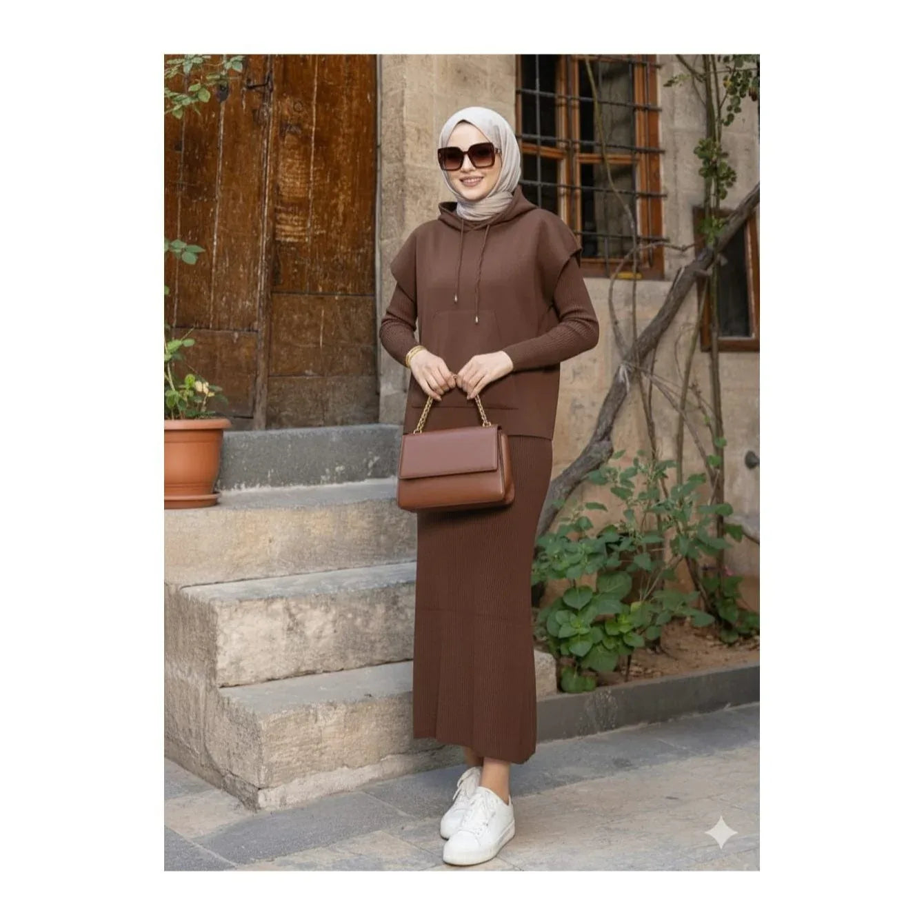 طقم سويت شيرت بجيوب وقبعة من SAYZEN - سترة 2 قطعة - alotasawkli