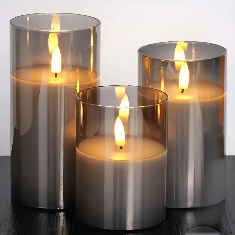 TEMU-Set of 3 Realistic Flickering Flame LED Candles - alotasawkli