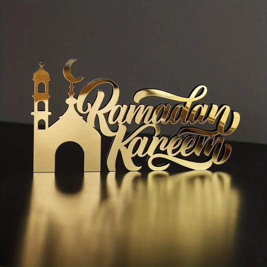 TEMU-2D Flat, Eid Wooden Acrylic Islamic Tabletop Decoration - alotasawkli