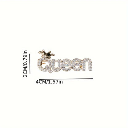 Sexy Cute Queen Letter Brooch Pin, Alloy with Rhinestones - alotasawkli