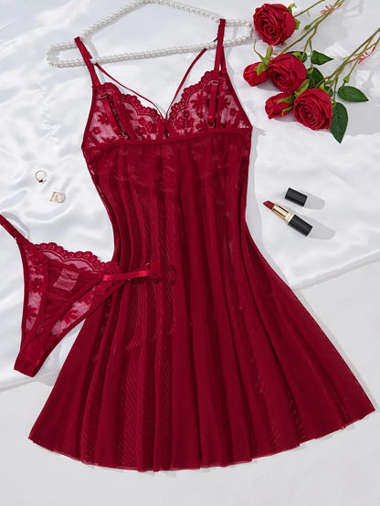 TEMU-Elegant Solid Color Sexy Short Sleep Dress - alotasawkli