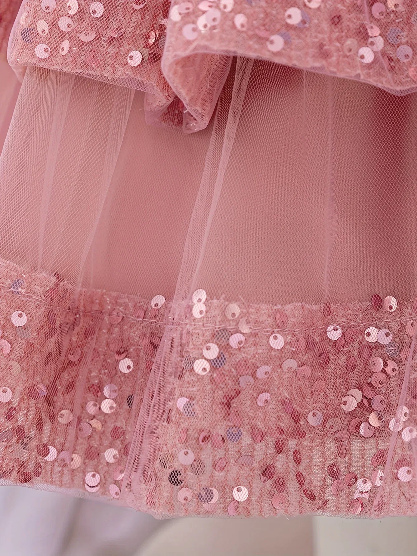 TEMU-Measuring Front Skirt, Girl's Pink Sequin Dress - alotasawkli