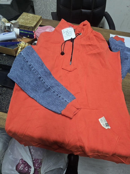 سويت شيرت كاجوال "أوفر سايز" بياقة سحاب وأكمام متباينة - إطلالة شتوية عصرية - alotasawkli