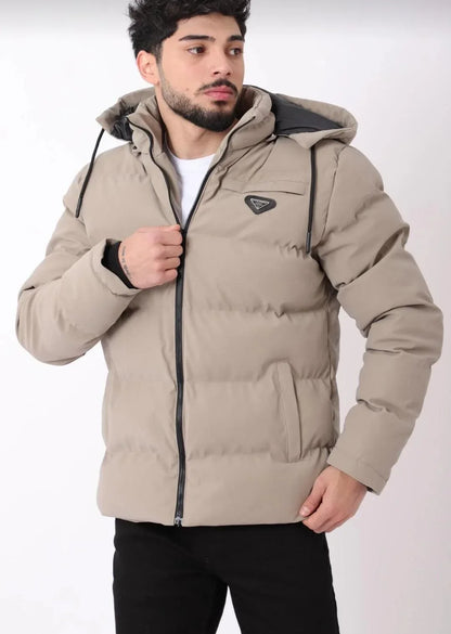 جاكيت رجالي منفوخ (Puffer) بقلنسوة - دافئ، عصري ومقاوم للرياح - alotasawkli