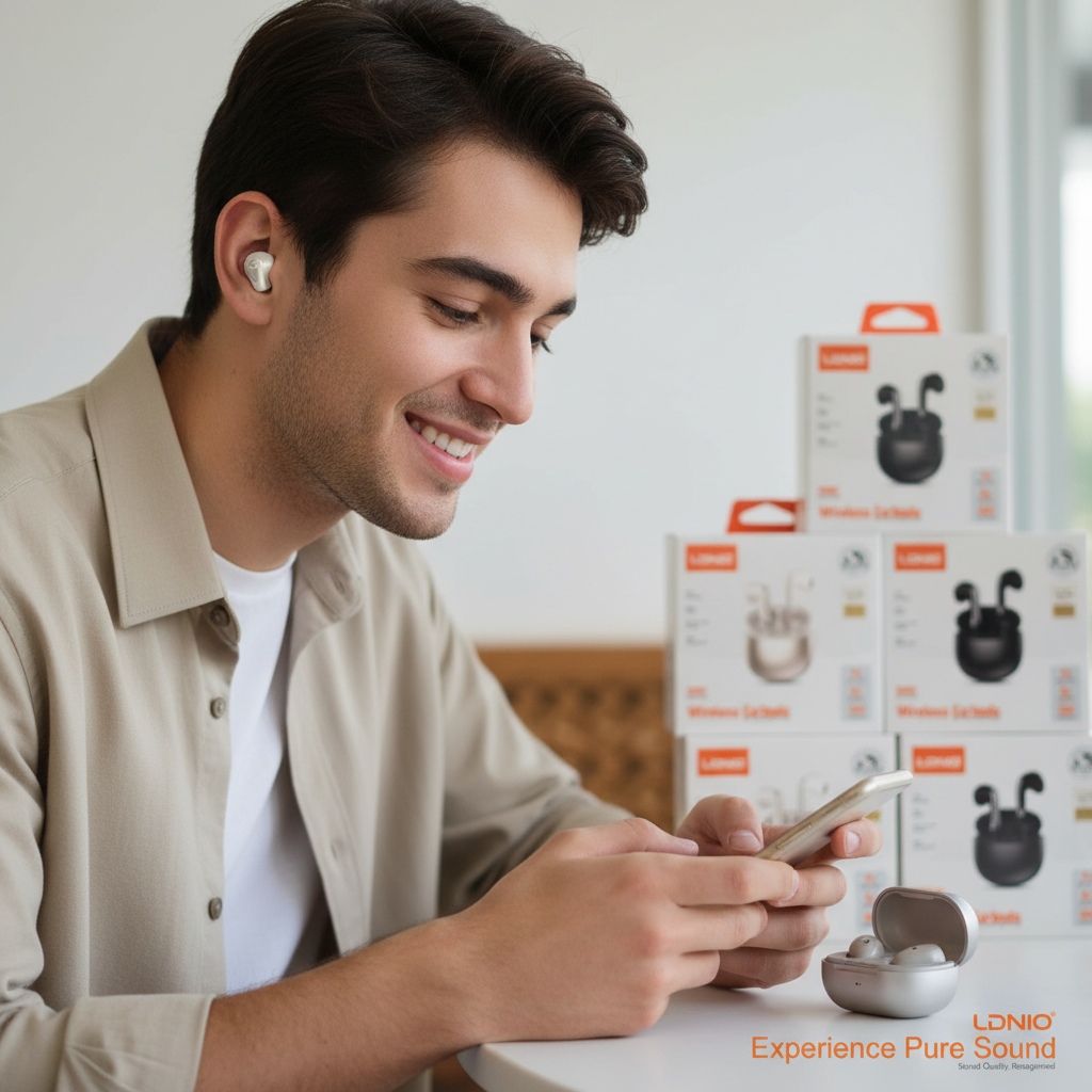 سماعات LDNIO اللاسلكية - صوت HD نقي مع بطارية تدوم طويلاً وتصميم مقاوم للماء
