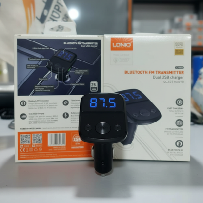 جهاز LDNIO C706Q - بلوتوث FM وشاحن سيارة سريع بقوة 25 واط