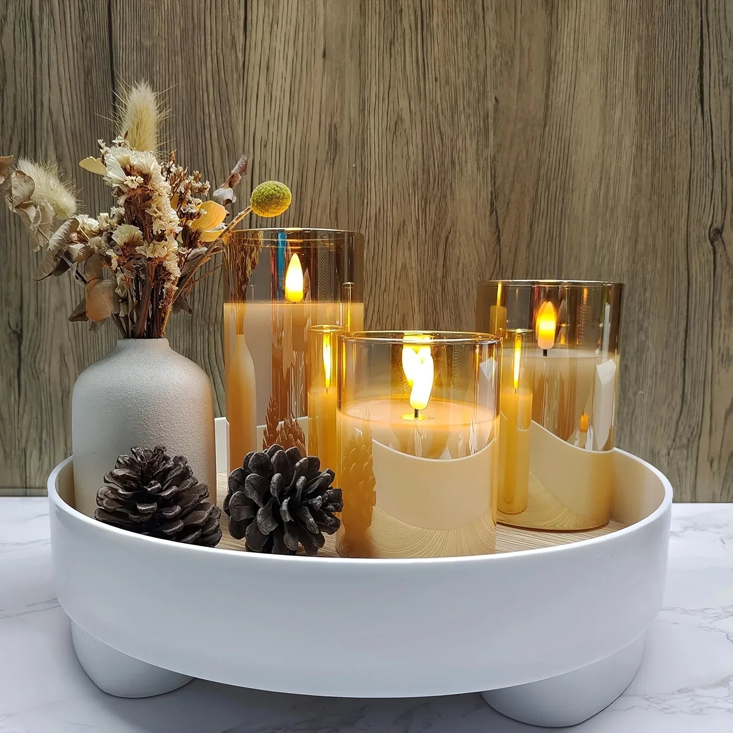 TEMU-Set of 3 Realistic Flickering Flame LED Candles - alotasawkli