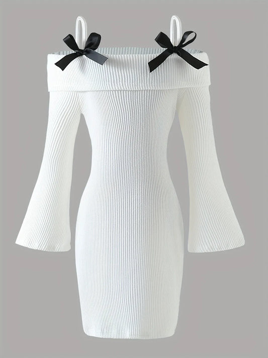 TEMU-Girls' Elegant White Puff Sleeve A-Line Floor-Length - alotasawkli