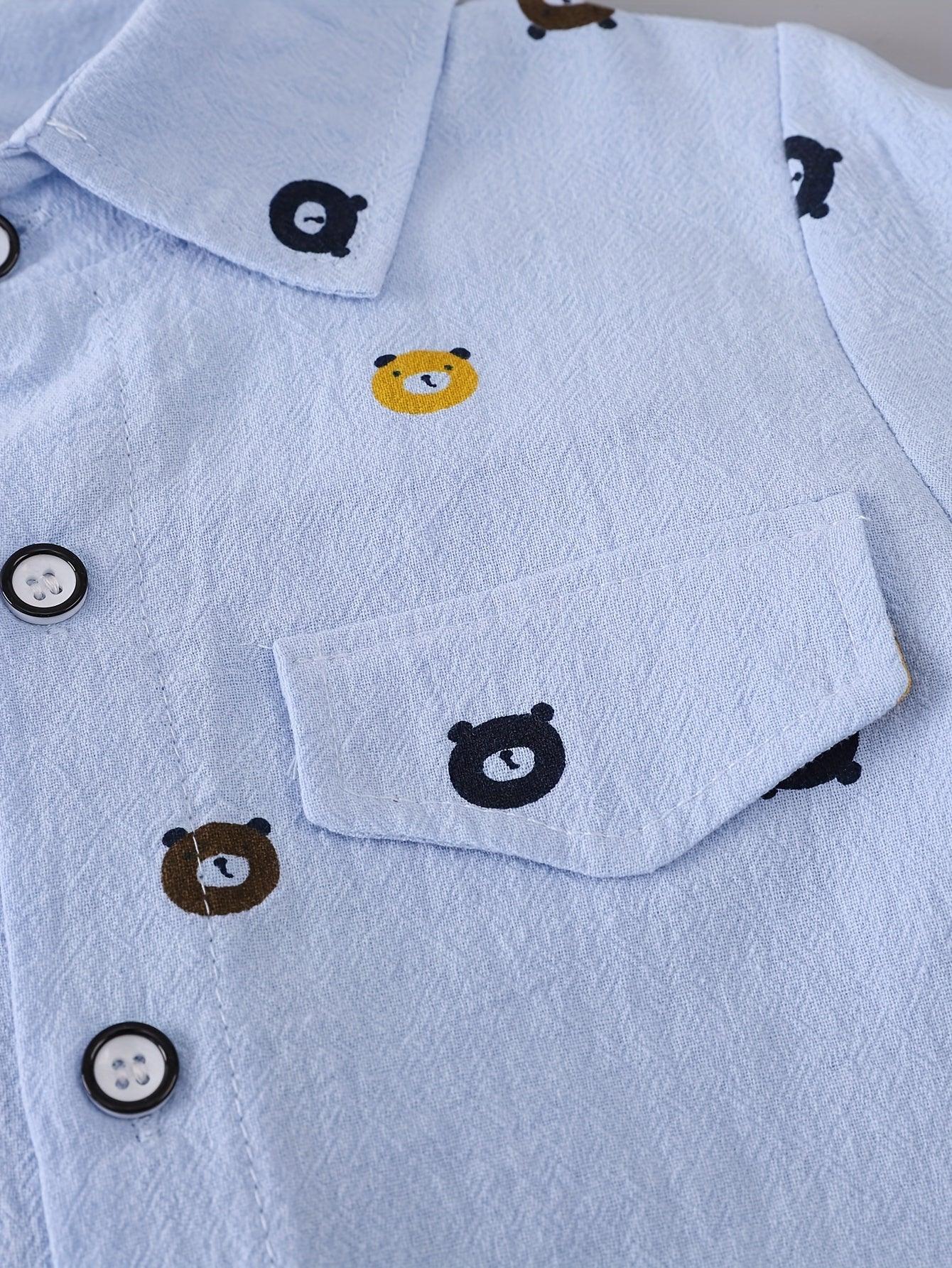 TEMU-Boys' Print Outfit with a Bear Pocket Long-Sleeve - alotasawkli