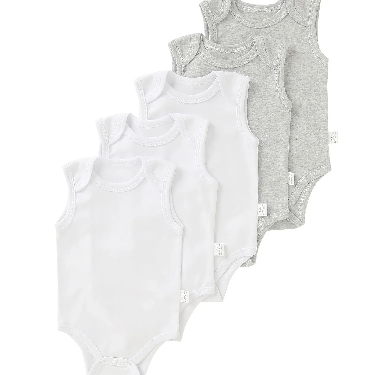 TEMU-5pcs Baby Boy Solid Color Basic Bodysuit - alotasawkli
