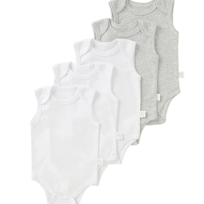 TEMU-5pcs Baby Boy Solid Color Basic Bodysuit - alotasawkli