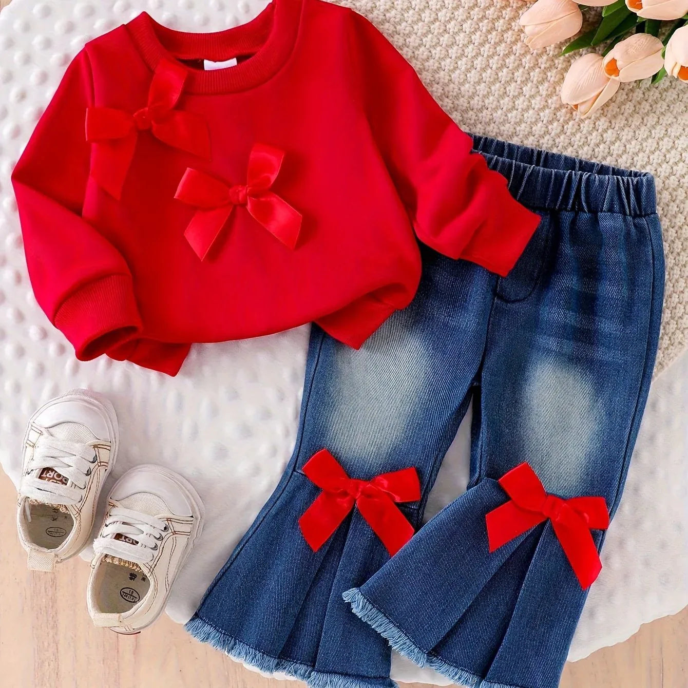 TEMU-2pcs Set | Baby Girl Casual Long Sleeve Crew Neck - alotasawkli