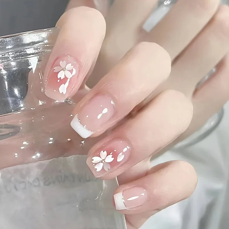 TEMU-24pcs Square Press-On Nails Short Length Glossy Fake Nails - alotasawkli