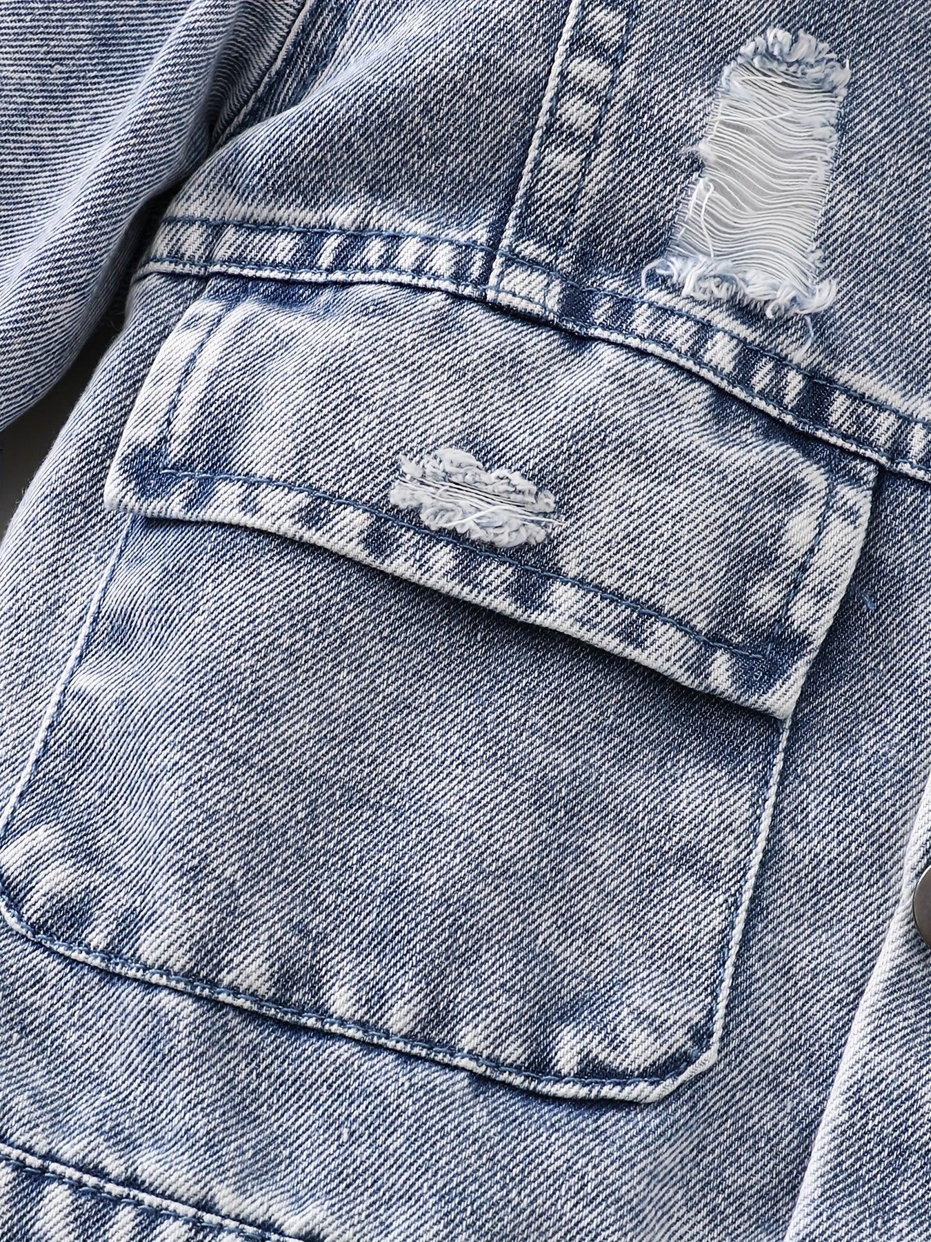 TEMU-Vintage Cute Faux Denim Two-Piece Set for Baby Boys - alotasawkli