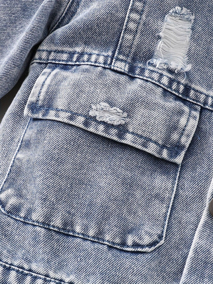 TEMU-Vintage Cute Faux Denim Two-Piece Set for Baby Boys - alotasawkli