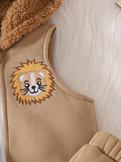 TEMU-3pcs Baby Boy'S Cartoon Lion Embroidery Sportswear - alotasawkli