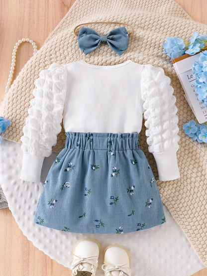 TEMU-A Three-Piece Set for Baby Girls Featuring - alotasawkli