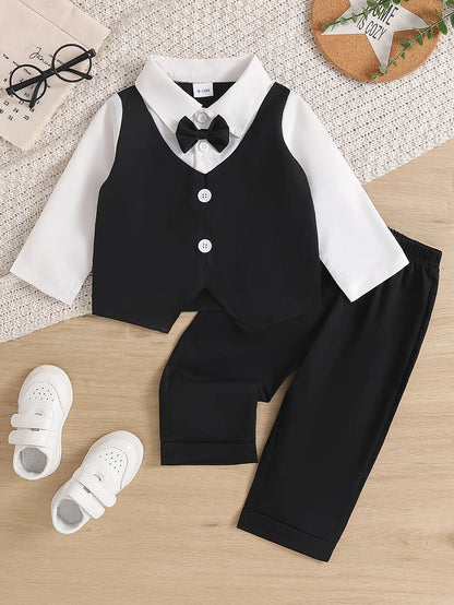 TEMU-Gentleman Bow Tie Outfit for Boys , 2pcs Set - alotasawkli