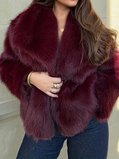 TEMU-Women'S Elegant Faux Fur Coat - alotasawkli
