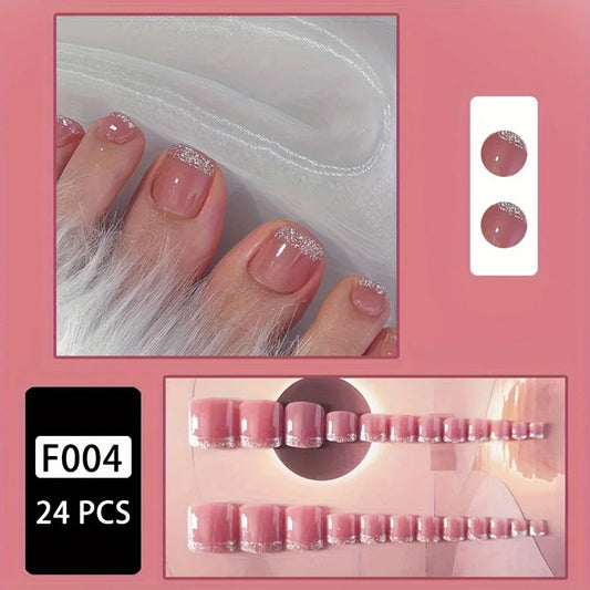 TEMU-24pcs Elegant Pink Nail Set - alotasawkli