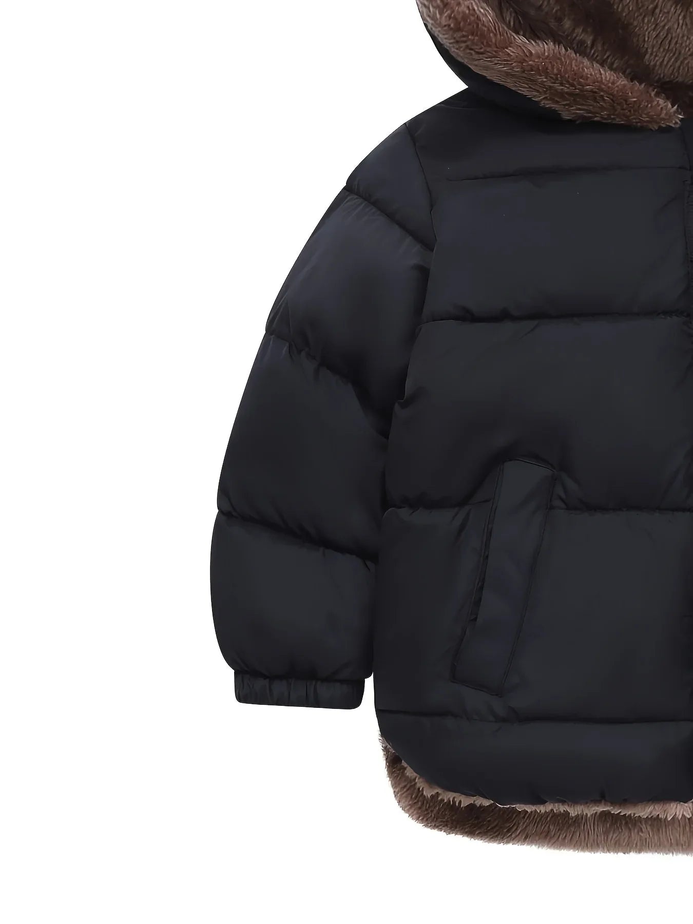 Winter Children's Hooded Jacket with Lining, Lightweight Warm Padded Jacket, Cute Hooded Coat with Polyester Filling, Christmas Thanksgiving Easter Halloween Gift for Kids - alotasawkli