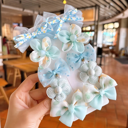 10pcs Adorable Mixed Color Flower & Bow Hair Clip - alotasawkli