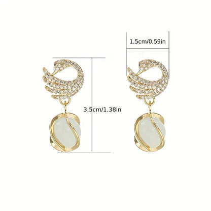 New Fashionable Swan Earrings, Trendy Cat'S Eye Studs from Korea - alotasawkli