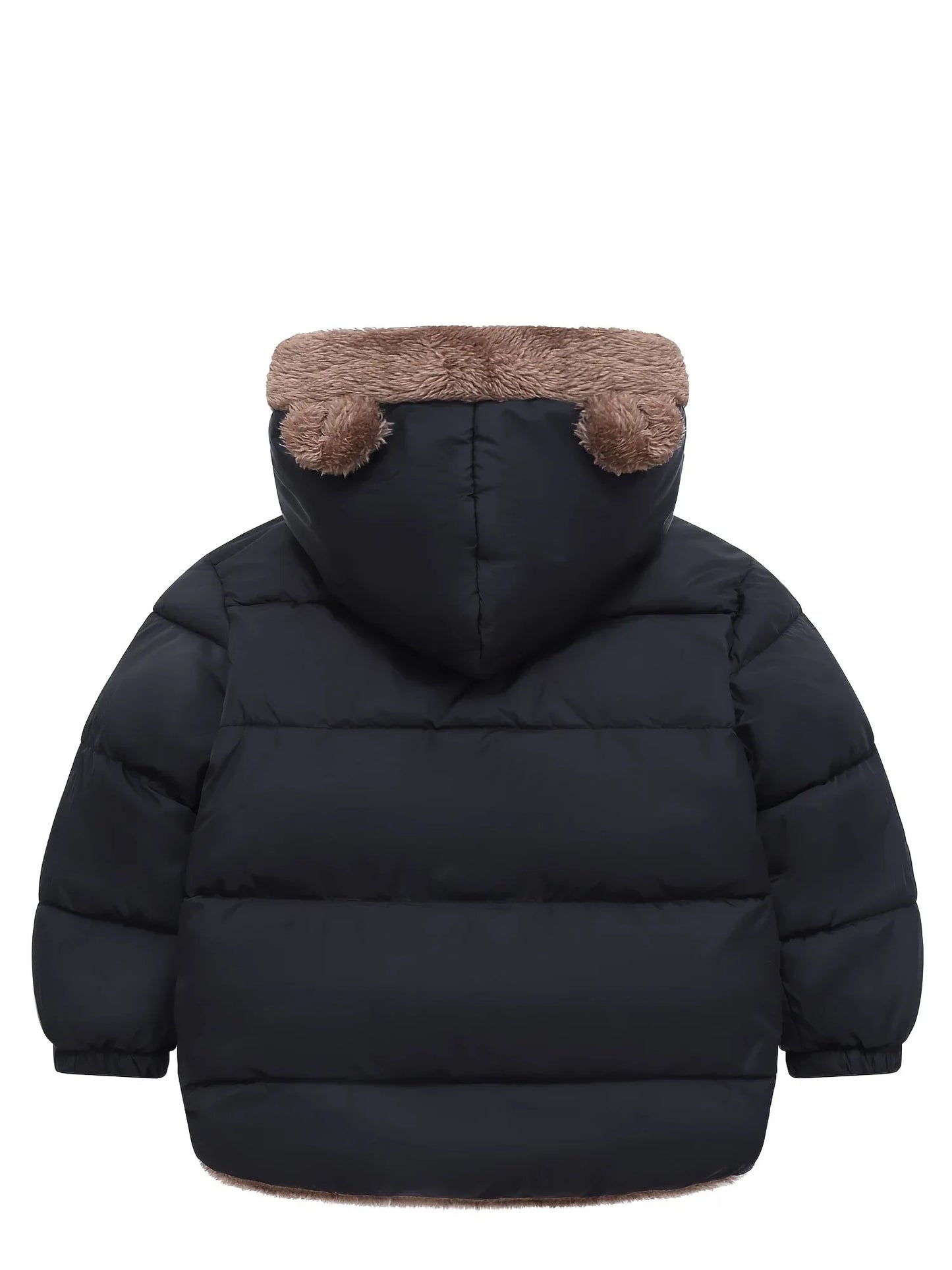 Winter Children's Hooded Jacket with Lining, Lightweight Warm Padded Jacket, Cute Hooded Coat with Polyester Filling, Christmas Thanksgiving Easter Halloween Gift for Kids - alotasawkli