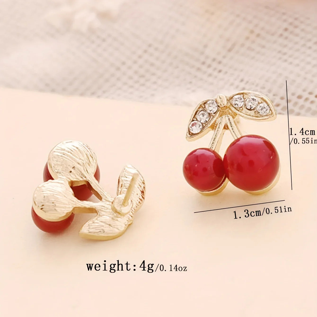 Cherry Pendant With Shiny zirconia Decor Cute Stud Earrings - alotasawkli