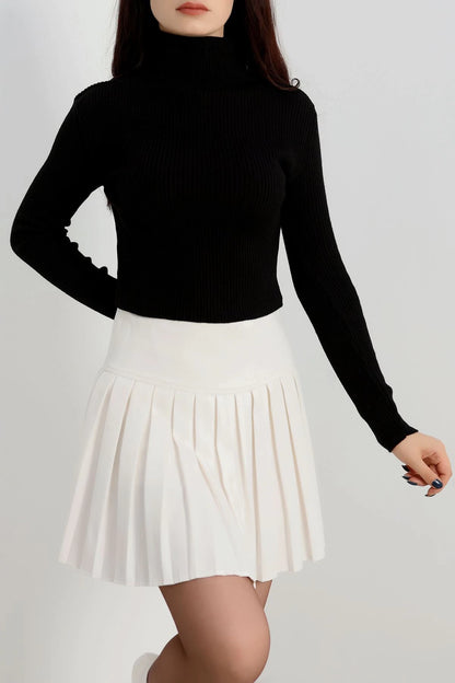 Women’s High-Neck (Mock Neck) Cotton Knitwear Top – Burgundy