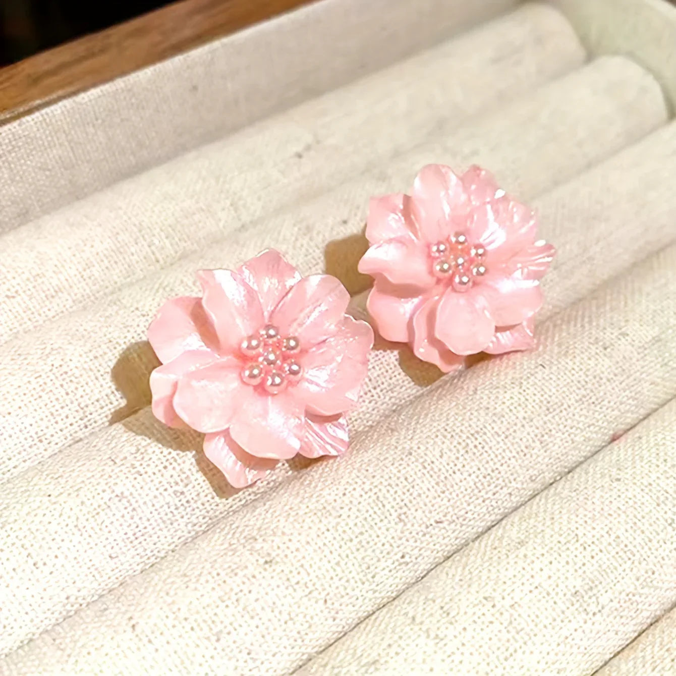 Women'S Earrings 1 Pair Sweet Temperament Pink Flower - alotasawkli