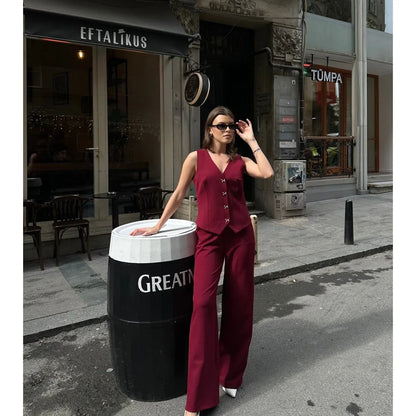 VOLT CLOTHING طقم جاكيت نسائي من قماش مزدوج مع شريط وأزرار ذهبية مفصلة - alotasawkli