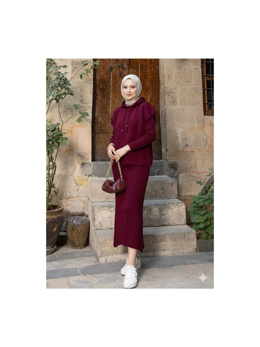 طقم سويت شيرت بجيوب وقبعة من SAYZEN - سترة 2 قطعة - alotasawkli