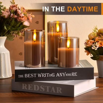 TEMU-Set of 3 Realistic Flickering Flame LED Candles - alotasawkli