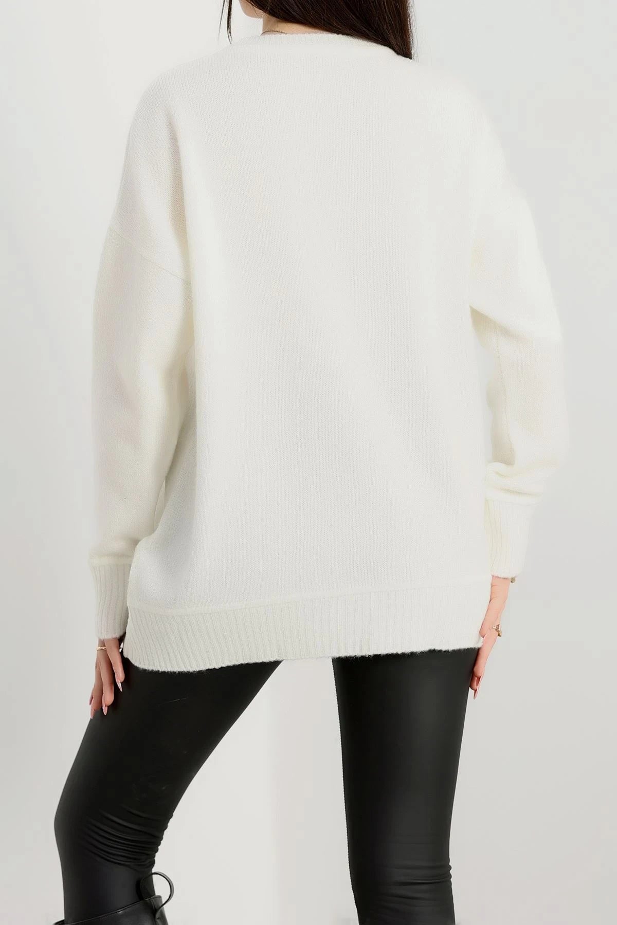 Women’s Crew Neck Cotton-Wool Blend Knitwear Sweater – Ecru