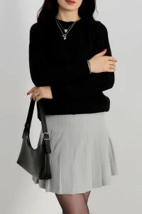 Women’s Crew Neck Cotton-Wool Blend Knitwear Sweater – Ecru