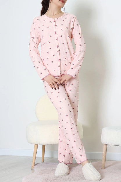 Powder Pink Seersucker Pajama Set