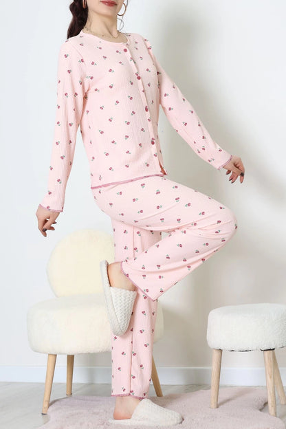 Powder Pink Seersucker Pajama Set