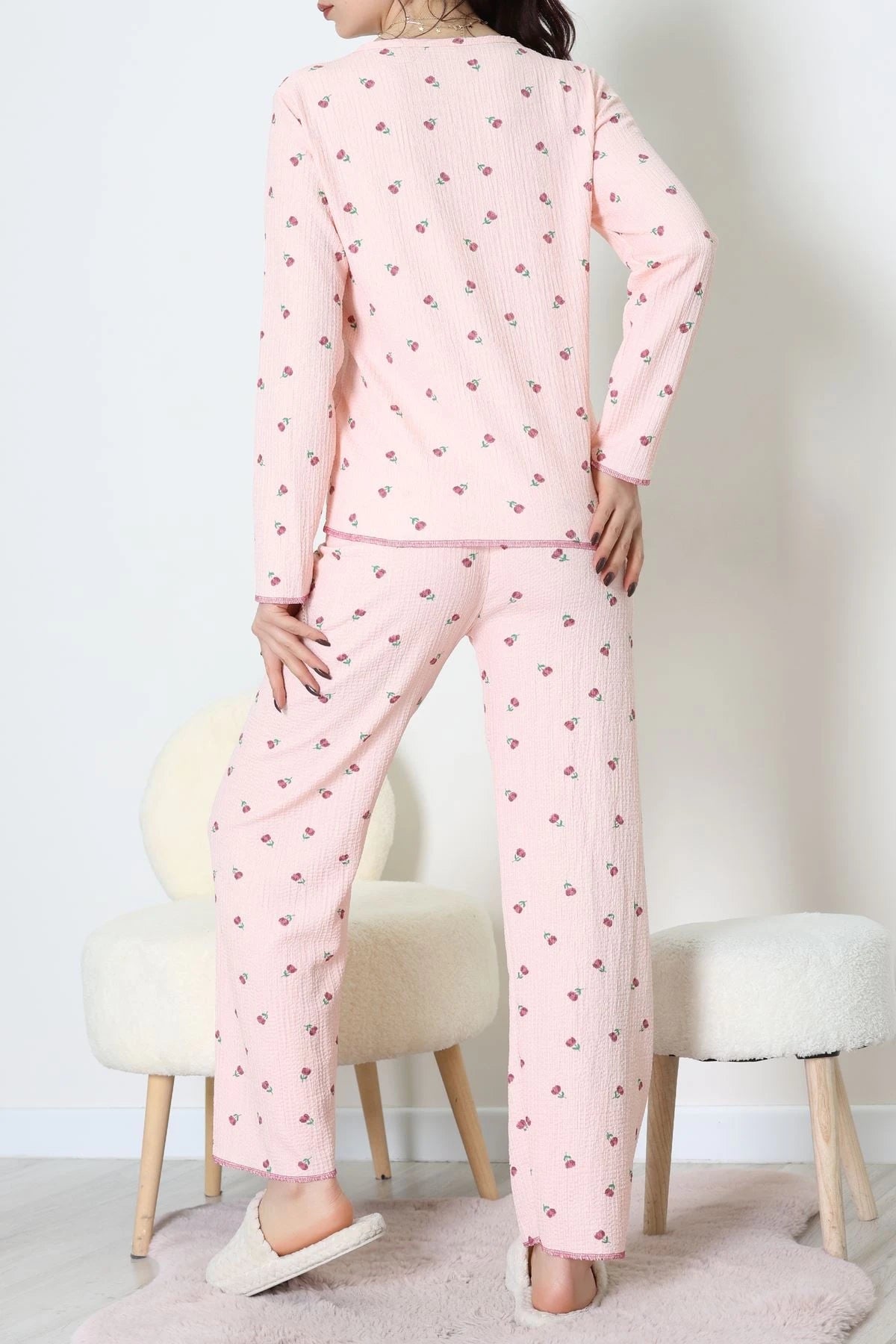 Powder Pink Seersucker Pajama Set
