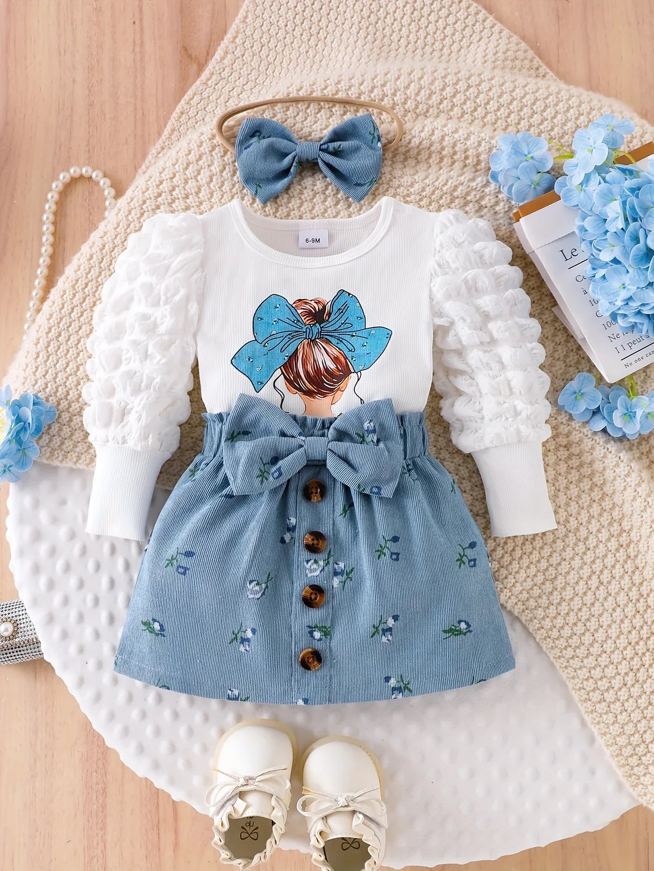 TEMU-A Three-Piece Set for Baby Girls Featuring - alotasawkli