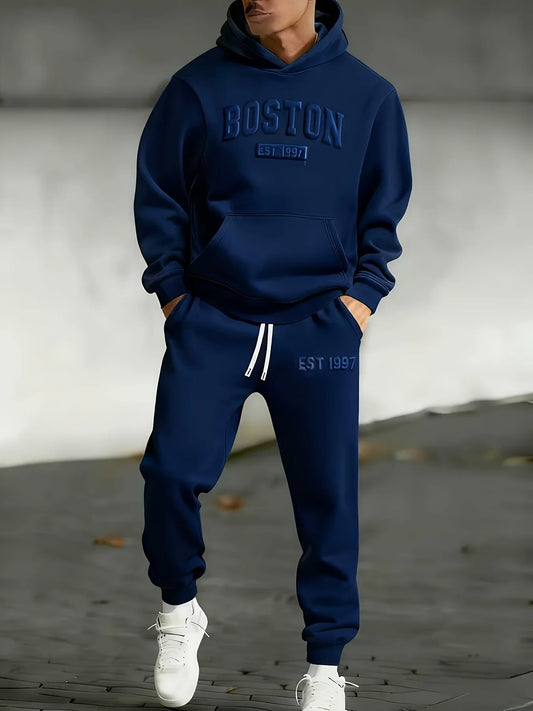 TEMU-BOSTON Print Autumn/Winter Men's Set - alotasawkli